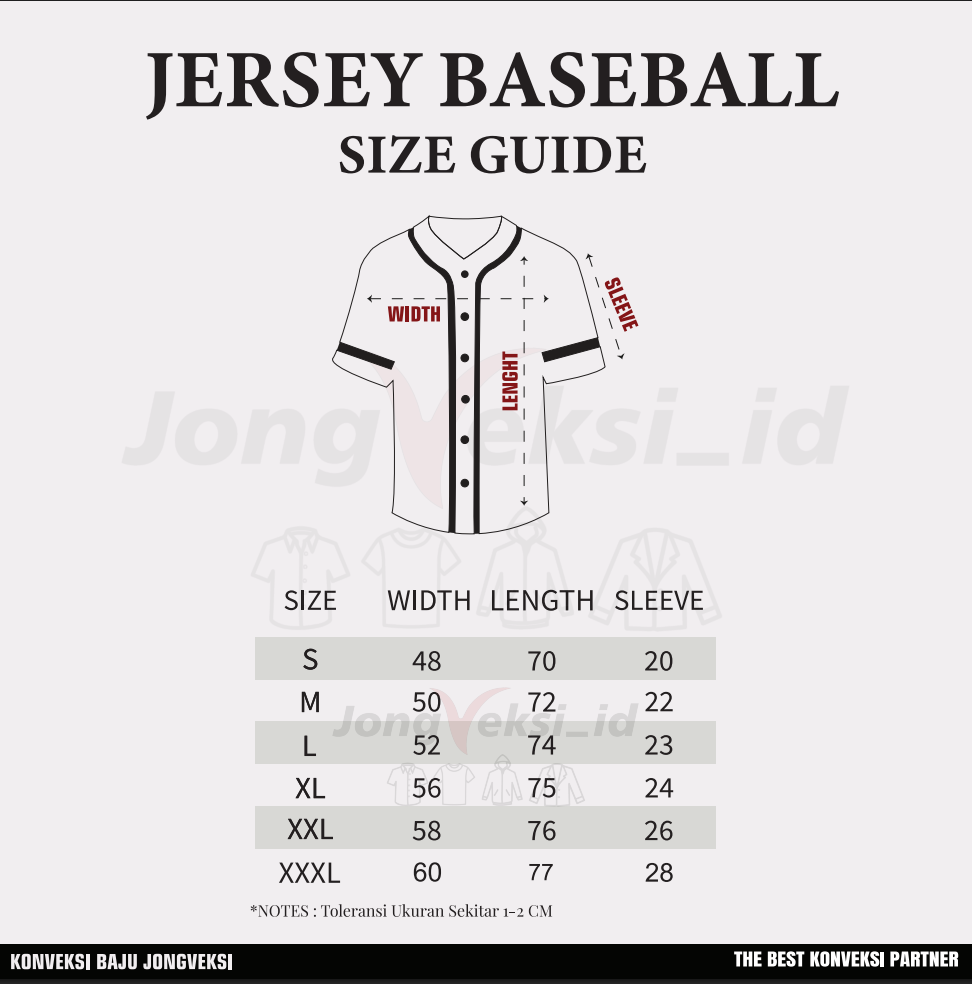 Size Jersey Baseball